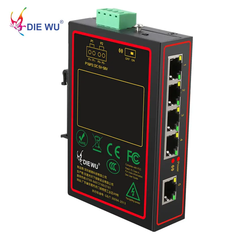 

5 Порты промышленный металлический чехол коммутатора Ethernet 10/100 Мбит/с Rj45 сигнал усиления Vlan коммутатор Ethernet