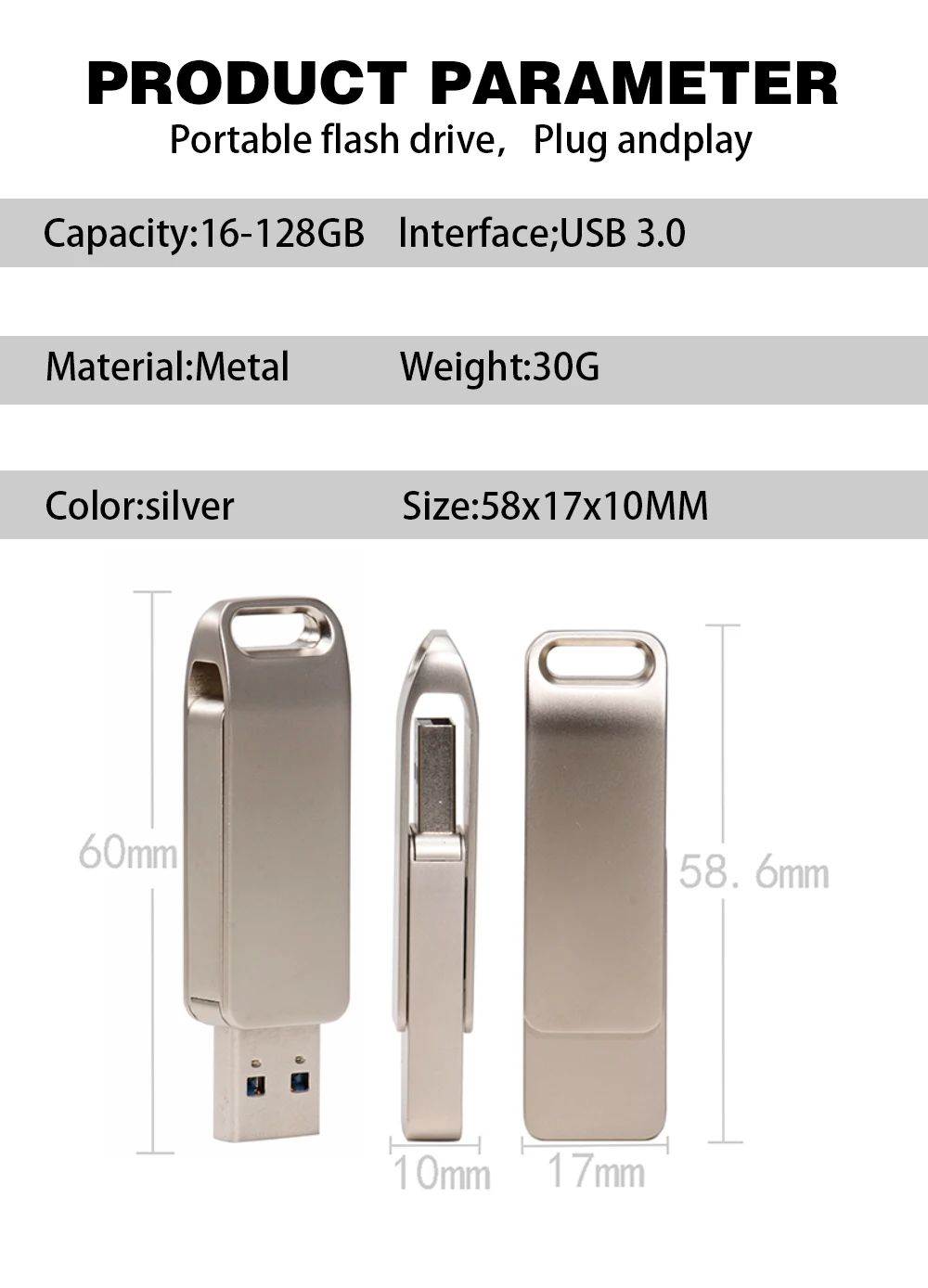 Высокоскоростной USB 3,0 Металлический флеш-накопитель 16 ГБ 32 ГБ 64 ГБ 128 ГБ флеш-накопитель вращающийся USB флеш-накопитель настраиваемый логотип