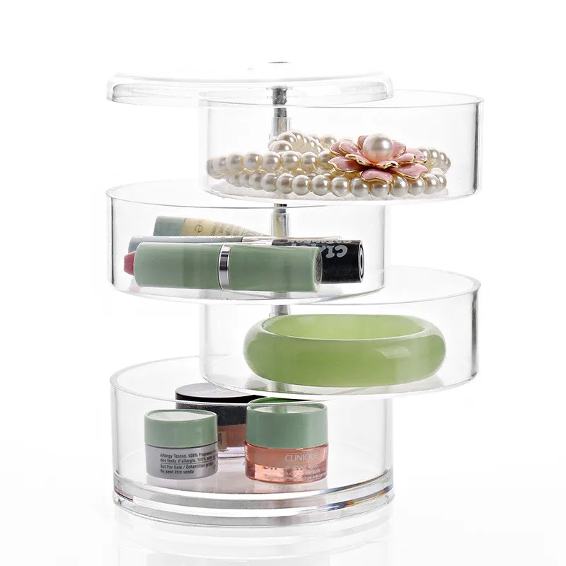 Горячая 360 градусов вращение прозрачная пластиковая Косметика Коробка для хранения Мода спин многофункциональный съемный органайзер для красоты