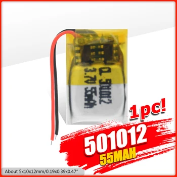 

3.7V Lipo Cell 501012 55mAh Lithium Battery For Headset Smart Bracelet MP3 Lithium Polymer Battery For Bluetooth Recording Pen