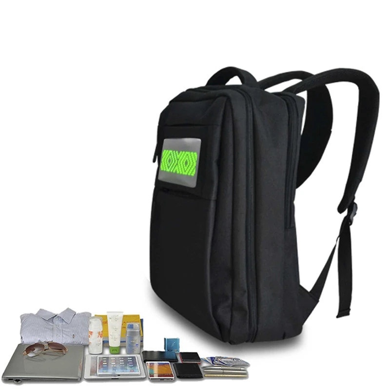 NEW-LED Smart Dot Matrix Advertising Backpack Screen Dynamic Advertising DIY Laptop School Double Shoulder Bag