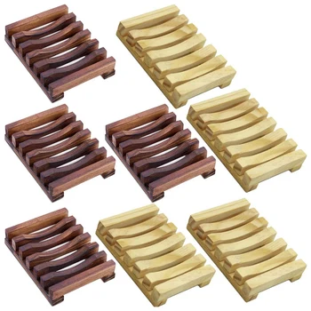 

8 Pack Wooden Soap Case Holder Natural Wooden Holder for Soap Sponge Scrubber Wood Dish Holder for Home Bathroom