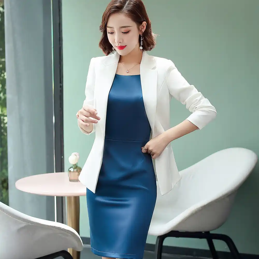 white jacket dress coat dress woman formal wear for women blazer dress