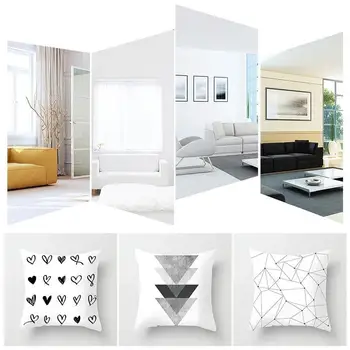 

45*45 Black And White Geometric Polyester Pillowcase Pillows Pillows Decor Pillows Decorative Decor Farmhouse Couch U3O8
