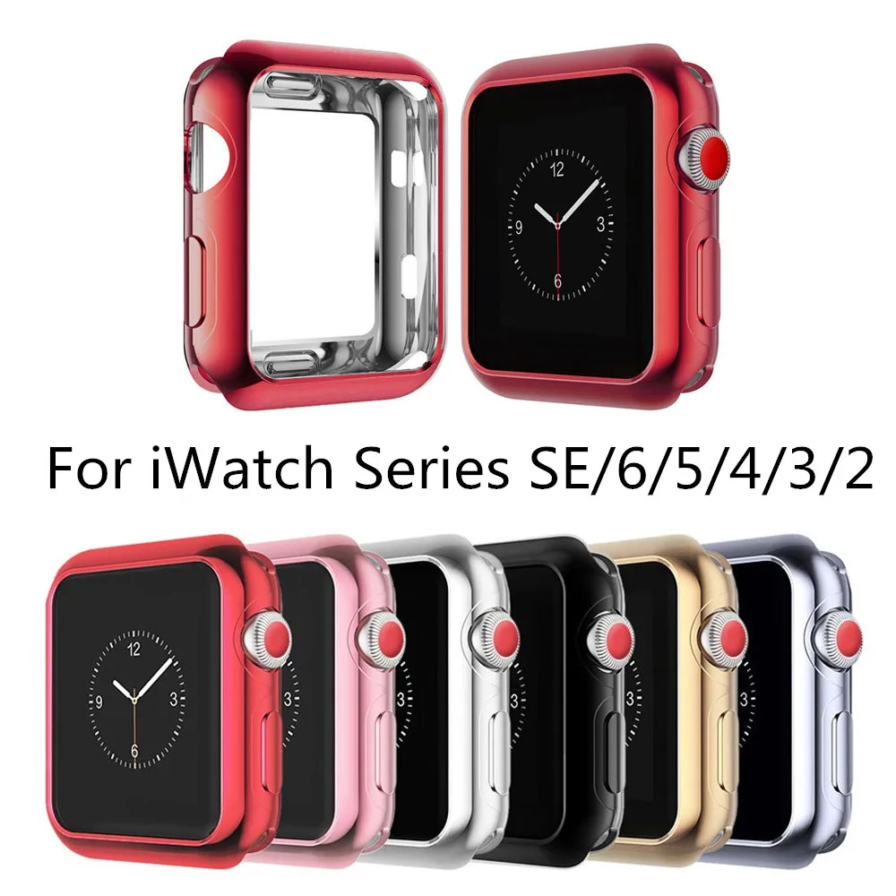 Мягкий чехол из ТПУ для Apple Watch 44 мм 40 42 38 с покрытием гибкий защитный бампер iWatch