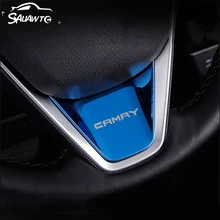 Накладка на руль автомобиля из нержавеющей стали, круглая блестящая накладка, наклейка, внутреннее литье для Toyota Camry, аксессуары