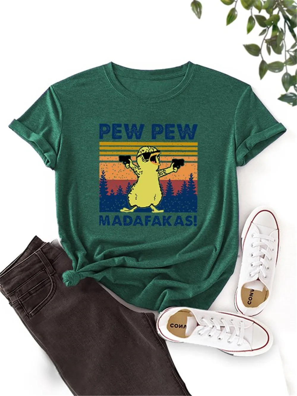Camiseta con estampado de pollos Pew y Madafakas para mujer, remera Vintage con estampado de pollos