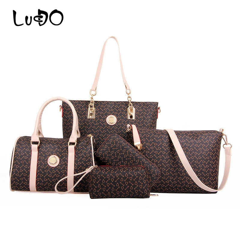 LUCDO женская сумка 5 шт. в комплекте композитные сумки кожаная с принтом ручная