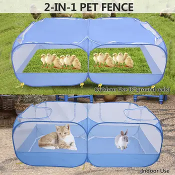 

Foldable Pet Playpen Rabbit Exercise Cage Outdoor Mesh Shade Cover Portable Dog Tent Garden Duck Fence Kennel Cat Nest Pet House