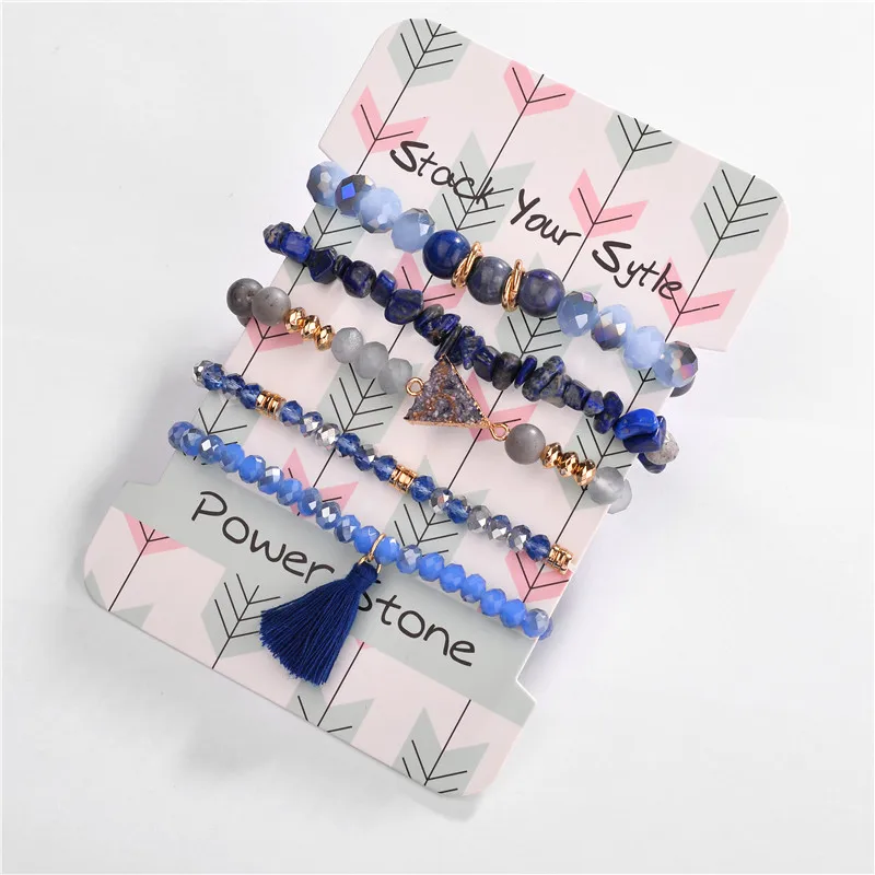 LUNA CHIAO модный растягивающийся Комплект браслетов из 6 цветов с кристаллами и бусинами - Окраска металла: A0811