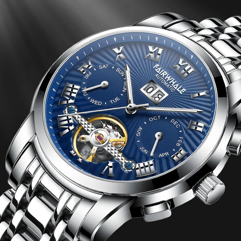

Men Watch Top Brand Luxury Stainless Steel Business Wristwatch Automatic Mechanical Waterproof Watch Male Alarm
