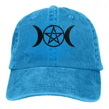 Мужская/Женская Регулируемая хлопковая джинсовая бейсболка, тройная бейсболка с Луной