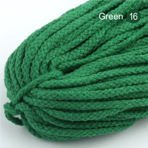 16 Green 5 мм хлопковый шнур, экологичный витой канат, высокопрочная нить, сделай сам, текстиль, ремесло, тканая веревка, украшение для дома, Touw, 5 ярдов/партия - Цвет: 16 Green