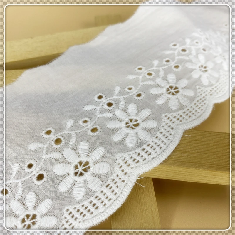 7 cm wide openwork embroidery off-white cotton lace trim 3d DIY lace fabric  ribbon skirt fringed scarf sewing decoration - AliExpress