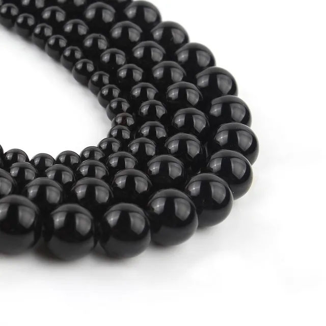 Natural Stone Beads Black Hematite Zebra Jespers Round Spacer Beads for Jewelry Making DIY Bracelet Necklace Accessories 15'' smooth agate