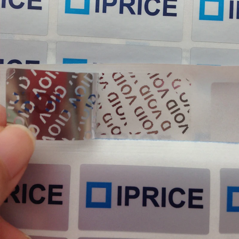 1000pcs 40x20mm 사용자 정의 인쇄 브랜드 애완 동물 비닐 실버 보증 Void 셀프 접착 스티커 보안 포장 Void Open Label