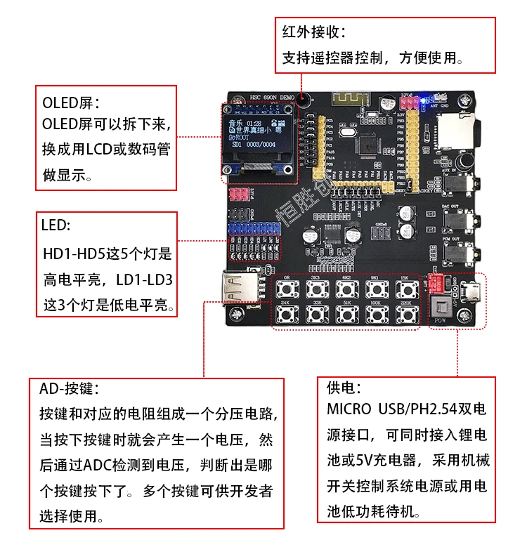 AC6901 AC6905 6903 двойной режим 4,2 Bluetooth lossless декодирование текста дисплей макетная плата модуль