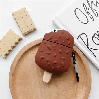 

3D Cute Cartoon Chocolate Ice Cream silicone soft Headphone Earphone case for Apple airpods 1 2 Wireless charing Headset cover