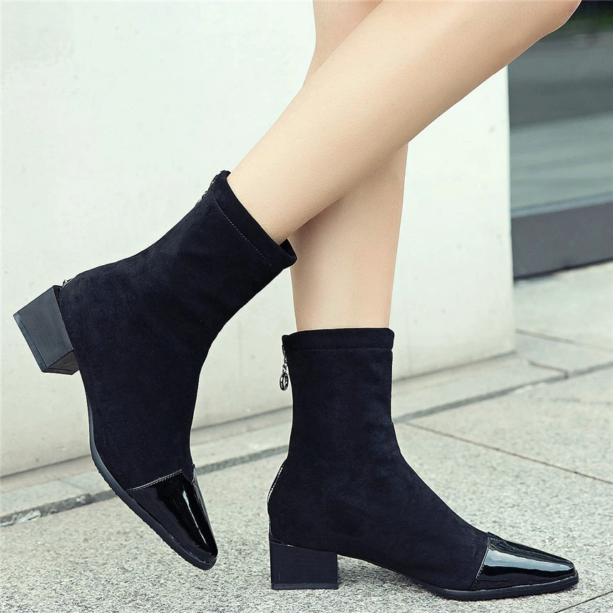 Women's Chic Wedge Faux Suede Ankle Boots Platform High Heel Pumps Creeper Shoes