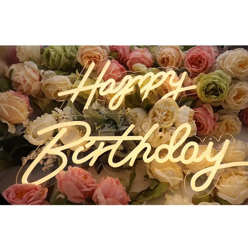 생일 축하 LED 네온 사인 조명, 바 펍 클럽 홈 레스토랑 벽걸이 네온 조명
