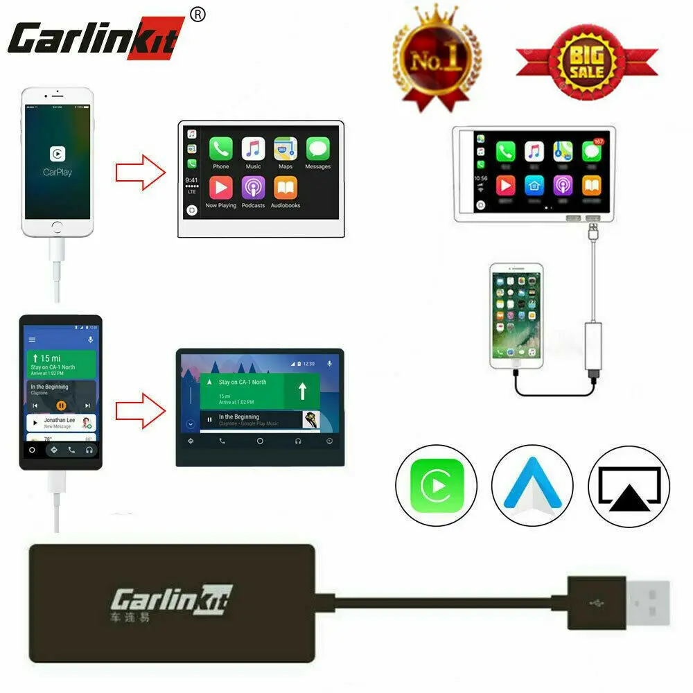 Universal Wried CarPlay Smart Link USB Dongle for Android Auto Carplay Mirrorlink iOS14 iOS13 Carpla