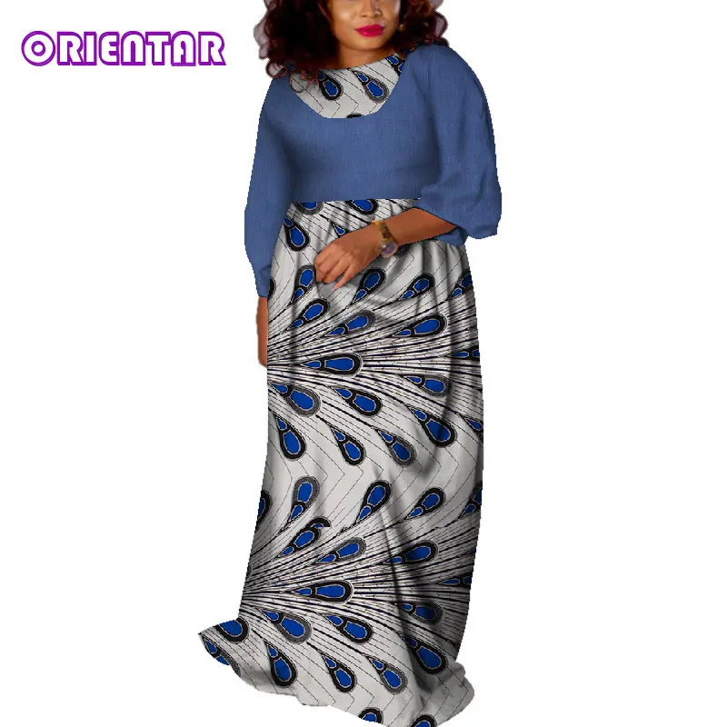 Африканские платья для женщин Новые повседневные Дашики Африканский принт хлопок одежда Леди с длинным рукавом o-образным вырезом Африка Макси платье WY4813 - Цвет: 10