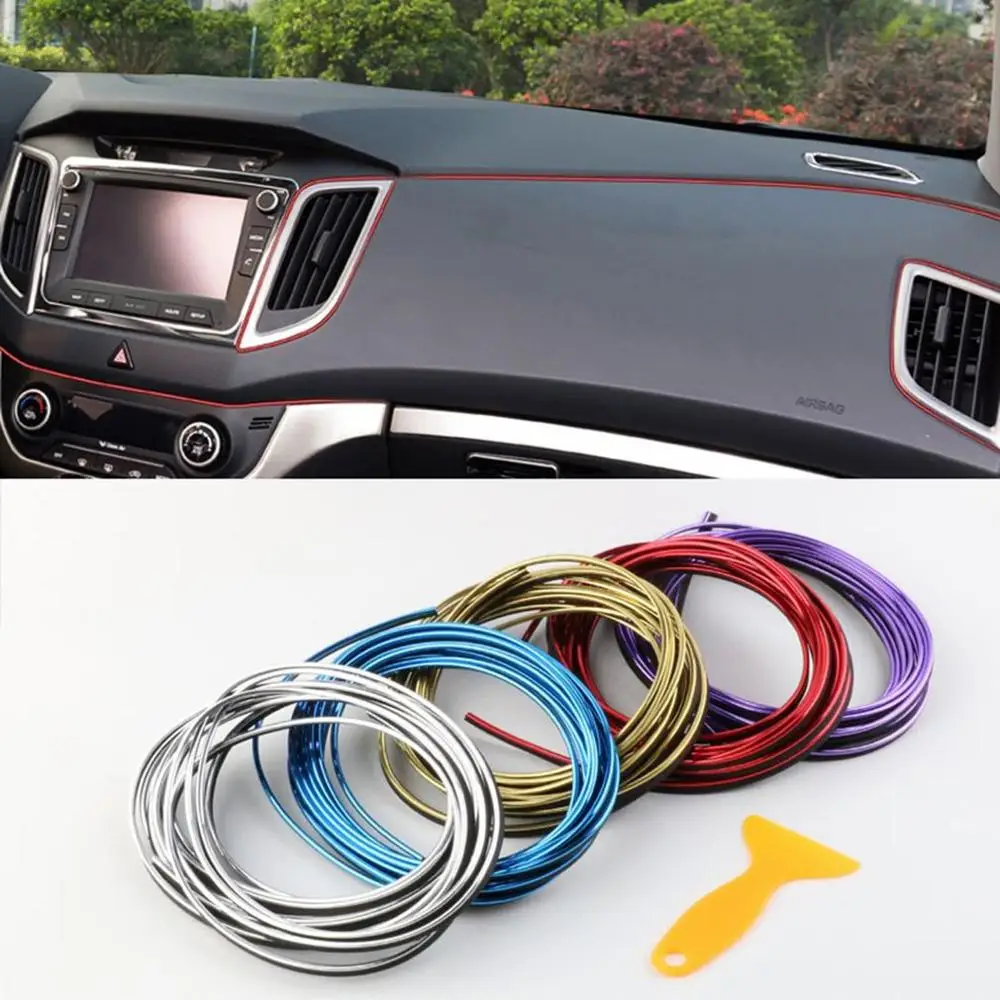 5 Meters Car Interior Lighting Auto LED Strip Garland EL Wire Rope Tube Line Flexible Neon Light Auto Decorative Lights 5 Colors