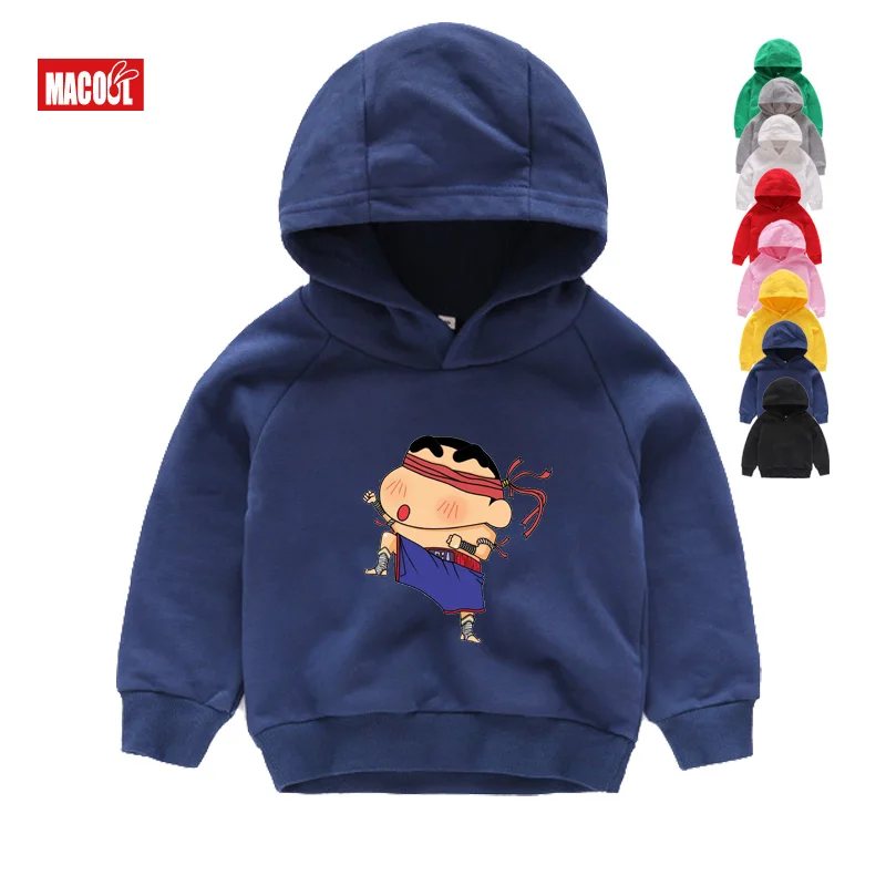 Милые детские толстовки с капюшоном Crayon Shin Chan; Сезон Зима; забавные толстовки; коллекция года; Зимние толстовки с длинными рукавами с героями мультфильмов для мальчиков; толстовки; От 2 до 9 лет - Цвет: Hoodies Kids