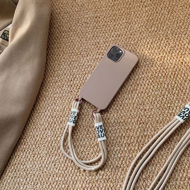 Hands-Free Crossbody Lanyard Silicone Phone Case with Korea Strap