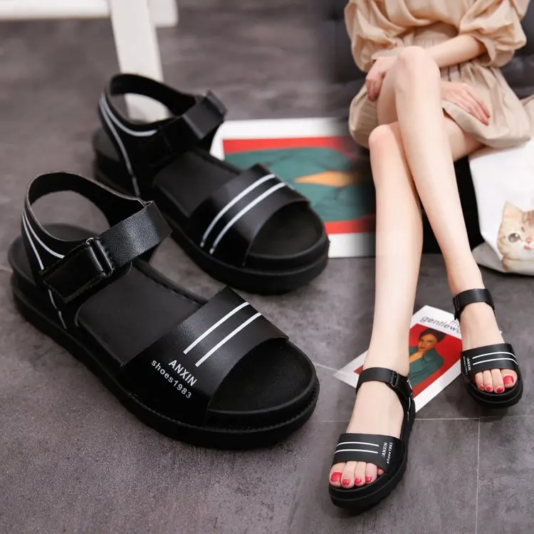 

2019 New Style Sports Sandals Summer Straight-line Buckle Korean-style Fashion Students Versatile Velcro WOMEN'S Shoes Sandals
