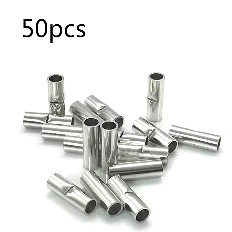

50Pcs 16-14 Non-Insulated Butt Connectors Gauge Uninsulated Electrical Wire Ferrule Cable Crimp Terminal