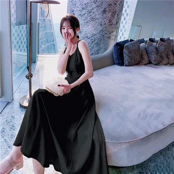 

PX2276 Summer 2020 new waist slim black dress women