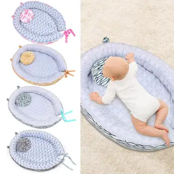 

Portable Crib Sleeping Bed Fashionable Various Specifications Optional Soft Breathable Anti-skid Cartoon Cradle with Pillow
