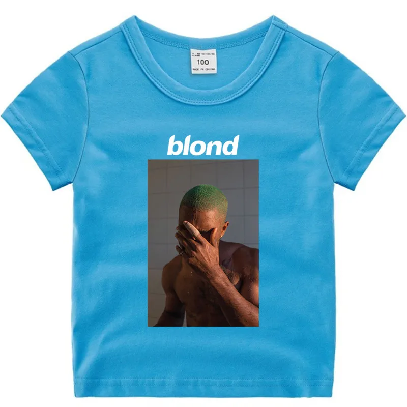 T99A-skyblue Маленький мальчик и девочек с рисунком в стиле аниме Рисунок Frank Ocean блондинка, хлопковая футболка, летняя детская одежда для рождественских праздников, футболка с изображением мультипликационных персонажей для детей футболка для малышей - Цвет: T99A-skyblue