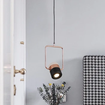 

Postmodern Minimalism Industrialstyle Iron Long Line Small Pendant Lights Designer Creative Bedside Lobby Golden Hanging Lamp