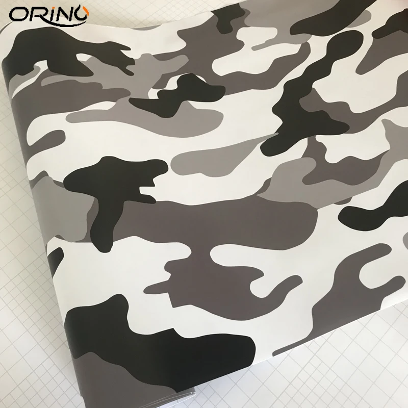 Black White Grey Camouflage Vinyl Film Sticker-5