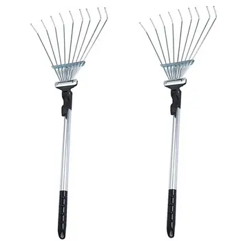 

1Pc Rake Portable Durable Practical Retractable Fallen Leaves Cleaner Cleaning Tool Grass Weed Rake Leaves Rack For Garden Yard