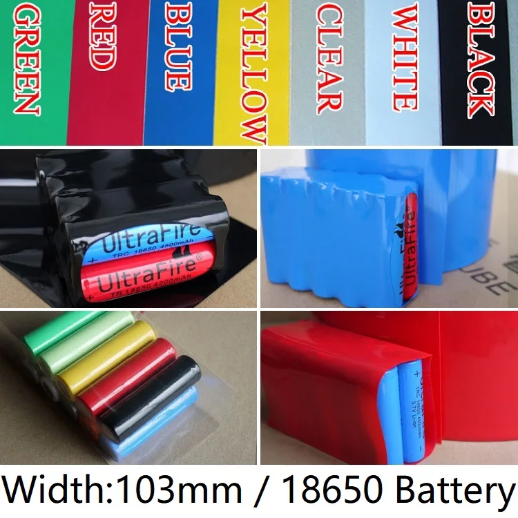 

Width 103mm PVC Heat Shrink Tube Dia 65mm Lithium Battery 18650 Pack Insulated Film Wrap Protection Case Pack Wire Cable Sleeve