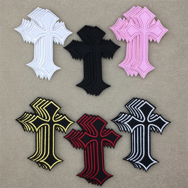 10pcs Lot Cross Patches on Clothes Embroidered Sewing Stripes