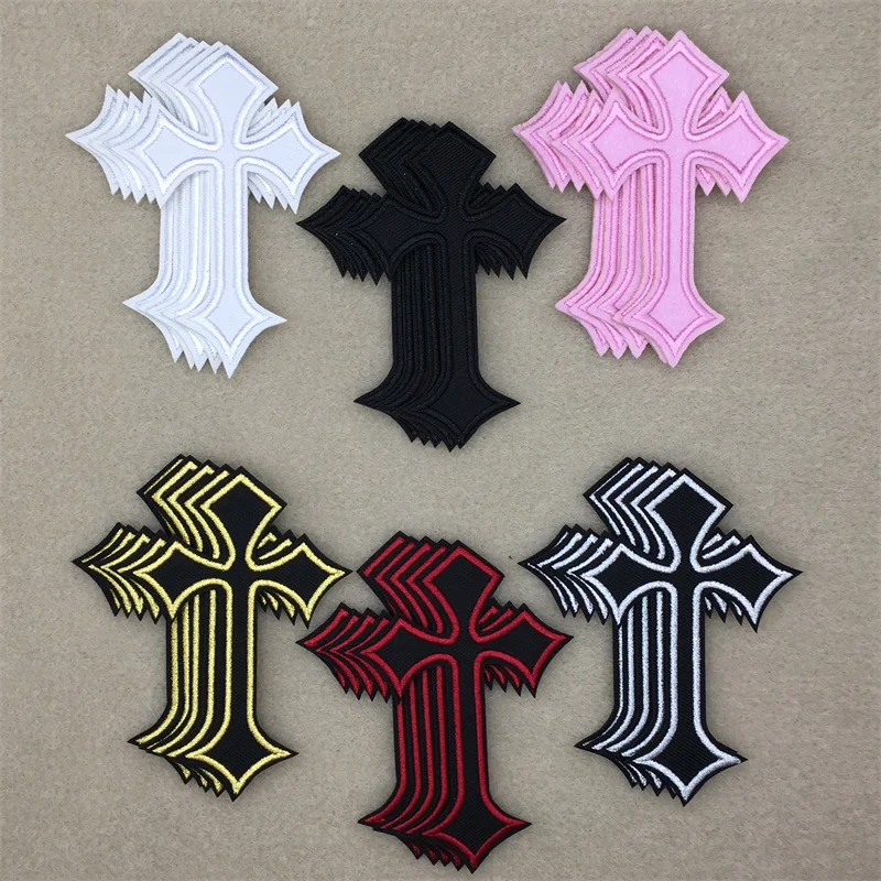 Black and White Embroidery Patches on Clothes Stripes Diy Iron on Patches  for Clothing Badges Stickers Cross Ghost Appliques