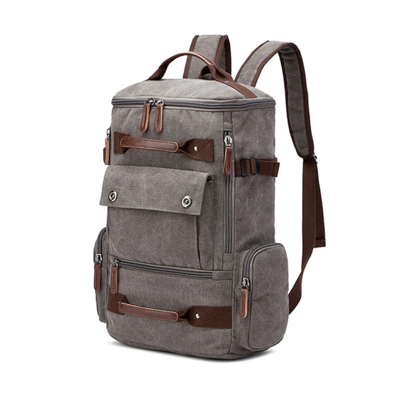 Men's Backpack Vintage Canvas Backpack School Bag Men's Travel Bags Large Capacity Backpack Laptop Backpack Bag Rucksack 4