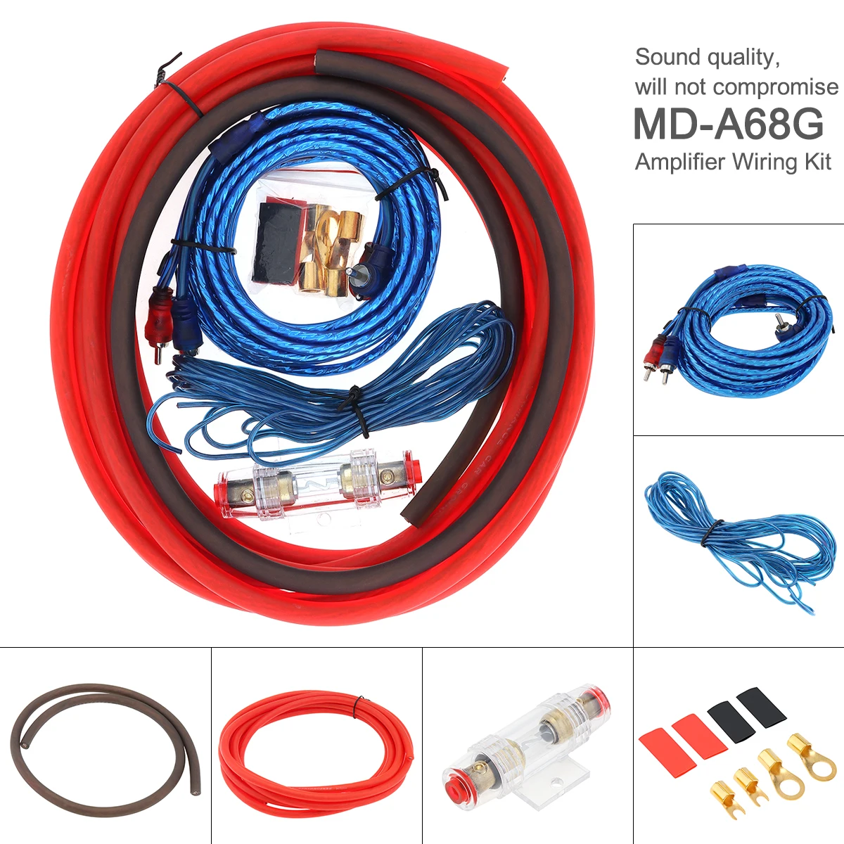 4 Gauge Car Audio Speaker Line Kit Car Speaker Subwoofer Cable Power Amplifier Audio Line Power with Fuse for