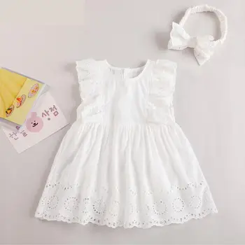 

2020 Summer Newborn Baby Girl Clothes Girls Lace Bodysuit Sleeveless Princess Dress Jumpsuit With Headband Summer Outfit