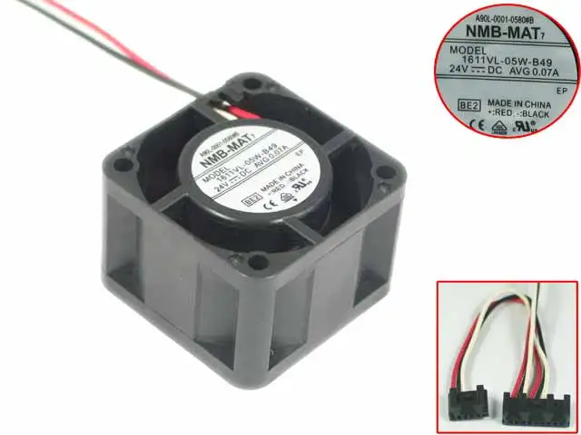NMB-MAT 1611VL-05W-B49 BE1 BE2 DC 24V 0.07A 40x40x28 мм 3-Провода Сервер вентилятор охлаждения