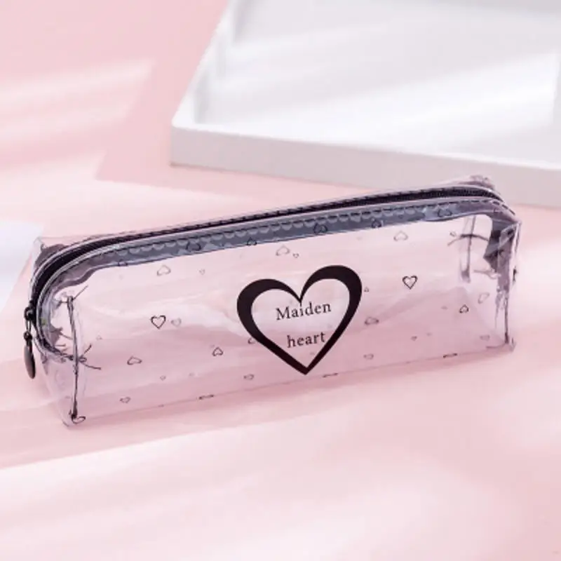 Transparent Letter Star Heart School Pencil case Large Capacity pencil box Storage bag Stationery gift School Supplies - Цвет: 4