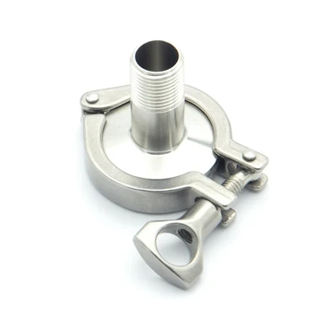 

304 Stainless Steel Sanitary Pipe Fitting Set 3/8" BSP Male Thread Ferrule + 1/2" Tri Clamp + Silicon Gasket + End Cap