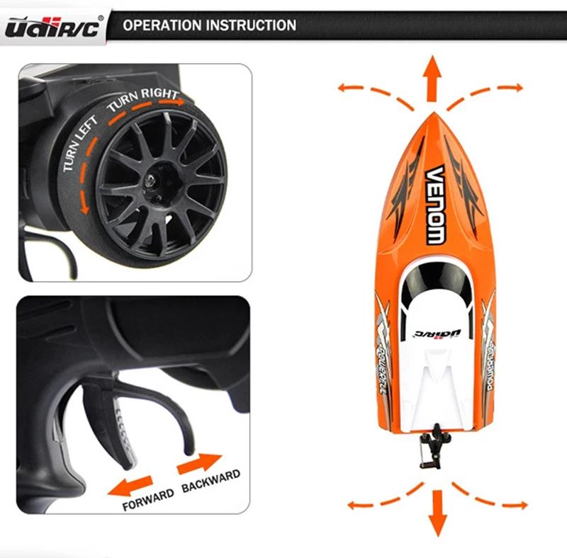 UDI001 RC лодка Bateau One Propeller лодки с дистанционным управлением игрушки с дистанционным управлением 2,4 ГГц 4CH водяное охлаждение Высокая скорость RC