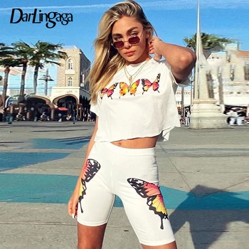 

Darlingaga Fashion Butterfly Print Skinny Biker Shorts Women Streetwear Summer Shorts Sportswear Outfits High Waist Shorts Slim