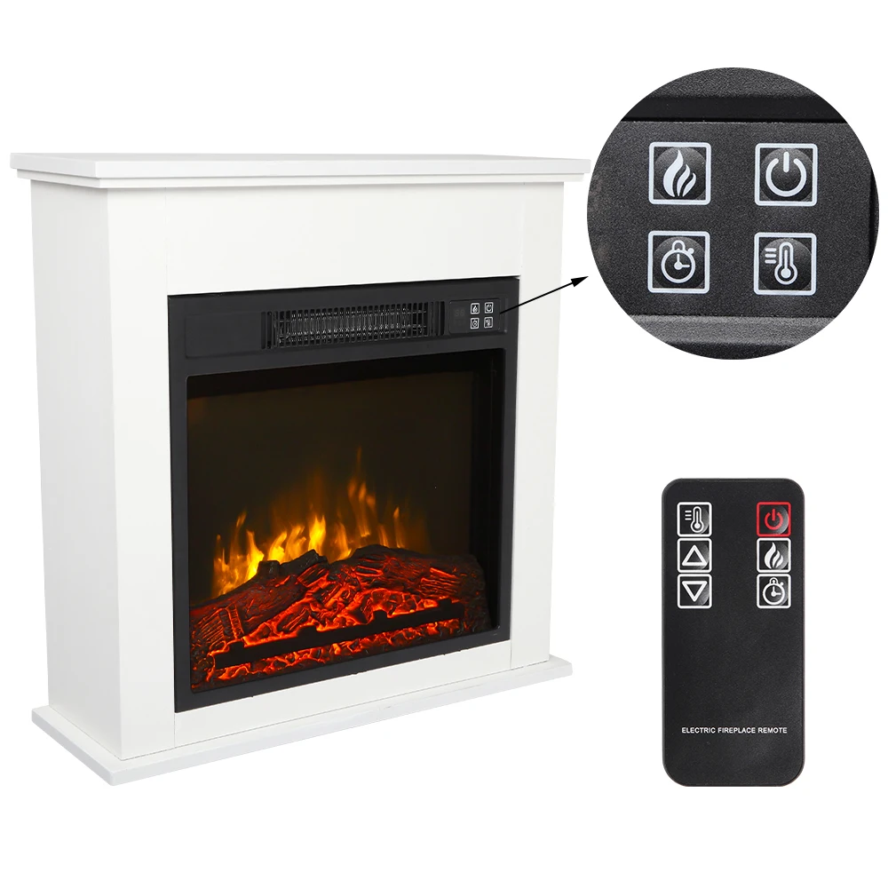

18 Inch White Wood Cabinet Style 1400W Single Color / Fake Wood / Heating Wire with Small Remote Control Desk Table Heater