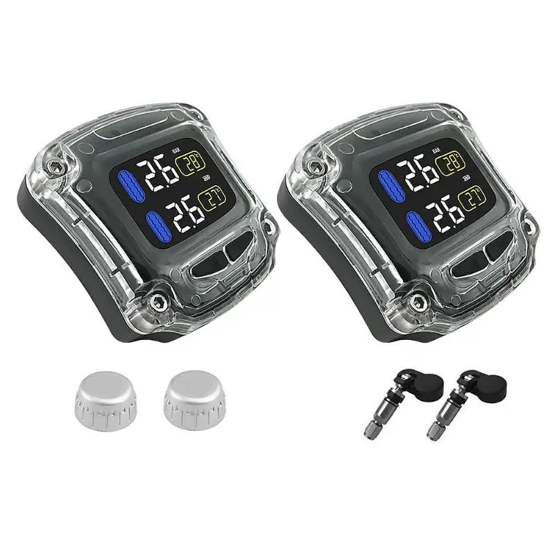 Система контроля давления в шинах для мотоциклов TPMS с 2 датчиками, ЖК-дисплей, внутренние или внешние датчики TH/WI-Fi, CAREUD M3-B-WF